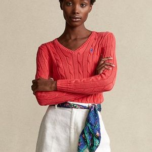 Polo Ralph Lauren Cable-Knit Cotton V-Neck Sweater